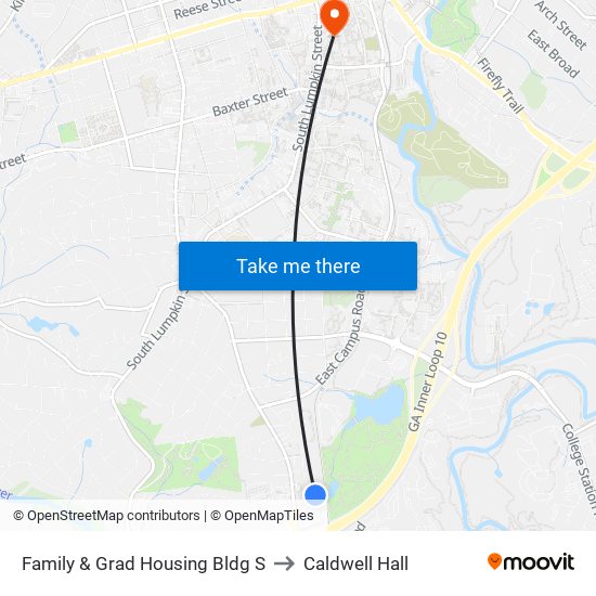 Family & Grad Housing Bldg S to Caldwell Hall map