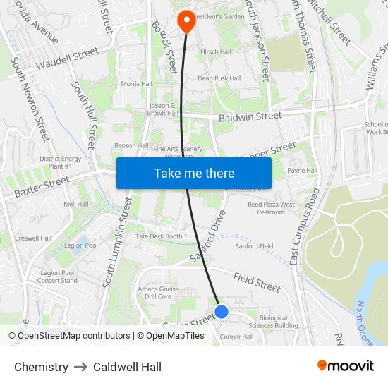 Chemistry to Caldwell Hall map