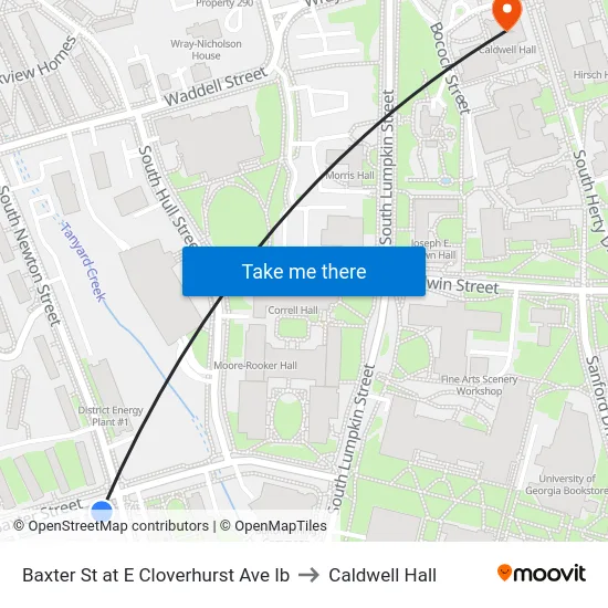 Baxter St at E Cloverhurst Ave Ib to Caldwell Hall map