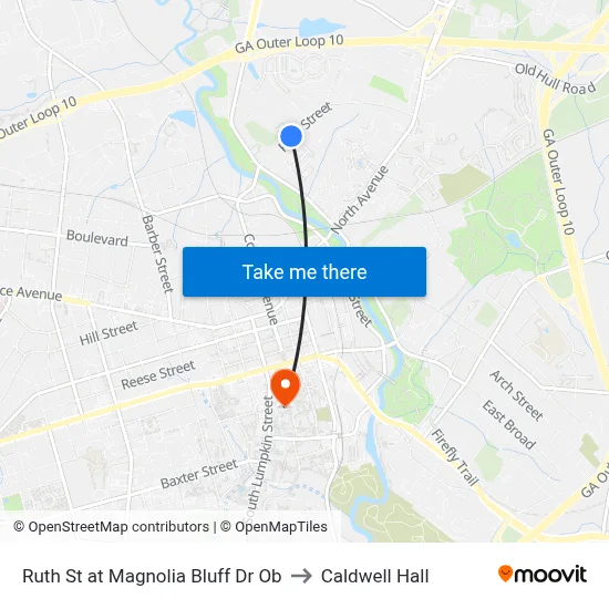 Ruth St at Magnolia Bluff Dr Ob to Caldwell Hall map