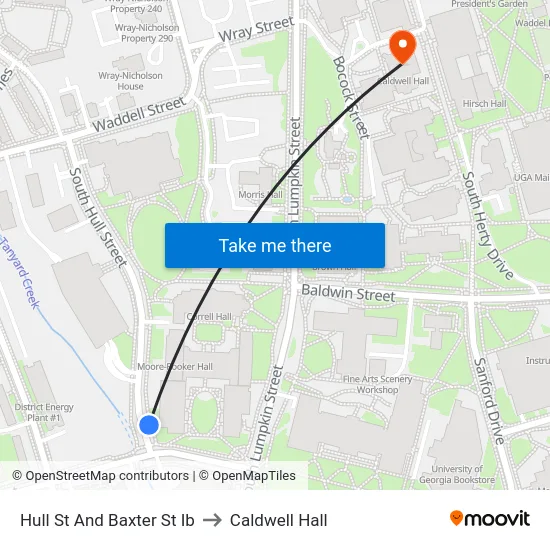 Hull St And Baxter St Ib to Caldwell Hall map