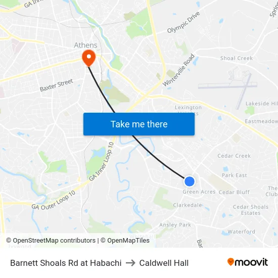 Barnett Shoals Rd at Habachi to Caldwell Hall map