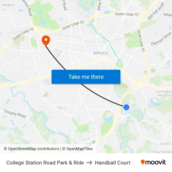 College Station Road Park & Ride to Handball Court map