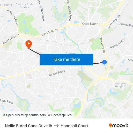 Nellie B And Cone Drive Ib to Handball Court map
