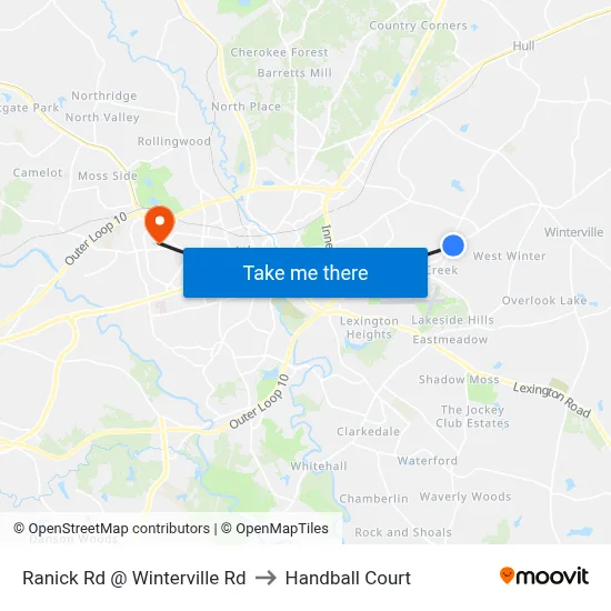 Ranick Rd @ Winterville Rd to Handball Court map