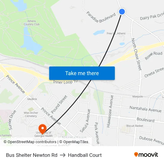 Bus Shelter Newton Rd to Handball Court map