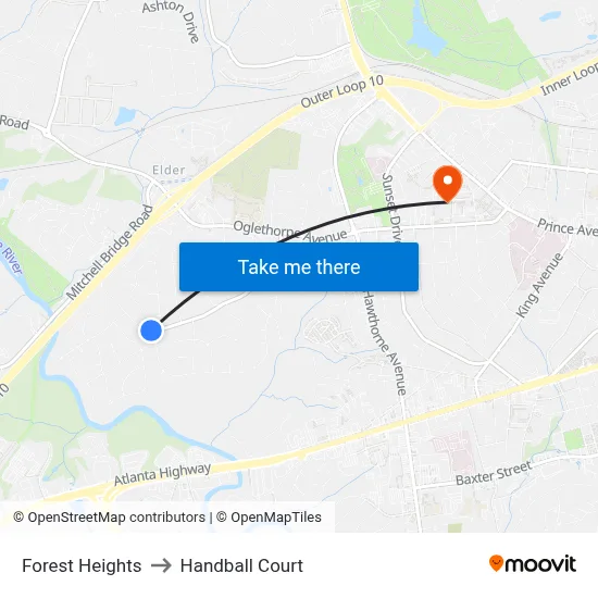 Forest Heights to Handball Court map