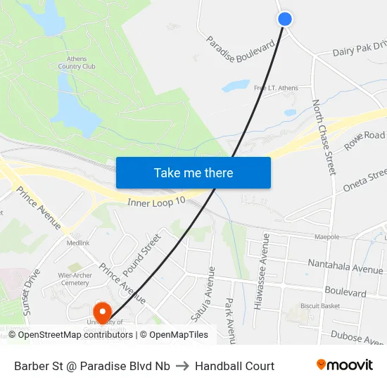Barber St @ Paradise Blvd Nb to Handball Court map
