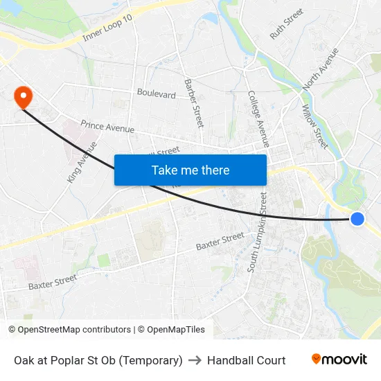 Oak at Poplar St Ob (Temporary) to Handball Court map