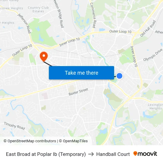 East Broad at Poplar Ib (Temporary) to Handball Court map