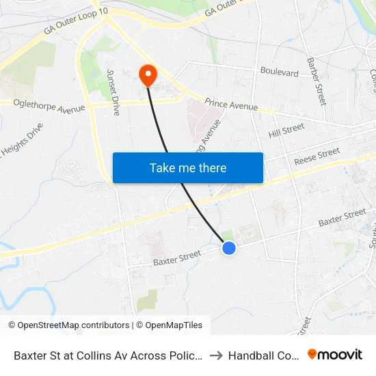 Baxter St at Collins Av Across Police Ib to Handball Court map