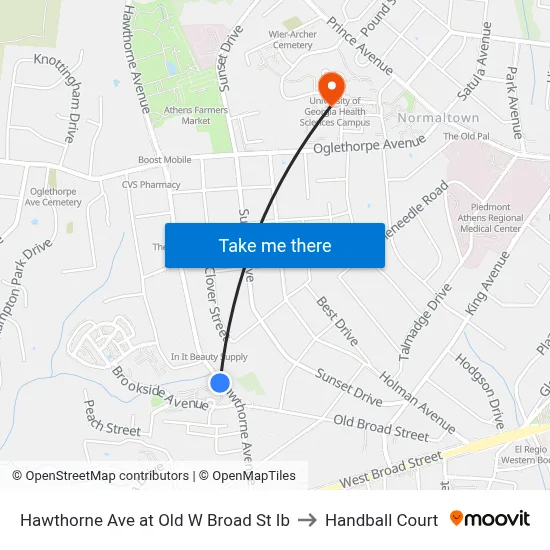 Hawthorne Ave at Old W Broad St Ib to Handball Court map