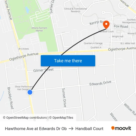 Hawthorne Ave at Edwards Dr Ob to Handball Court map