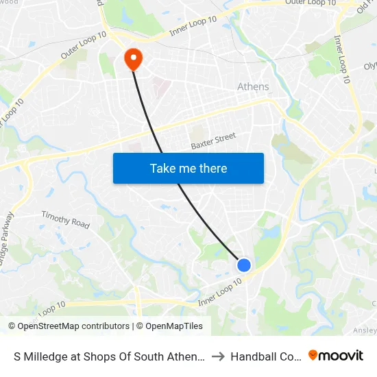 S Milledge at Shops Of South Athens Ob to Handball Court map
