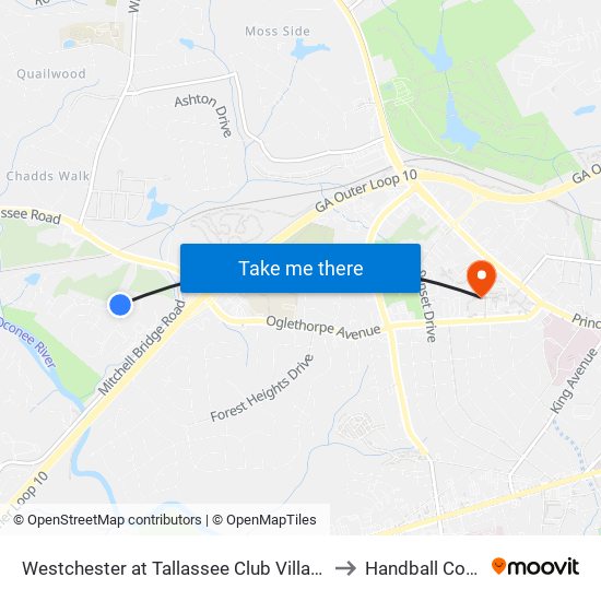 Westchester at Tallassee Club Villas Ib to Handball Court map