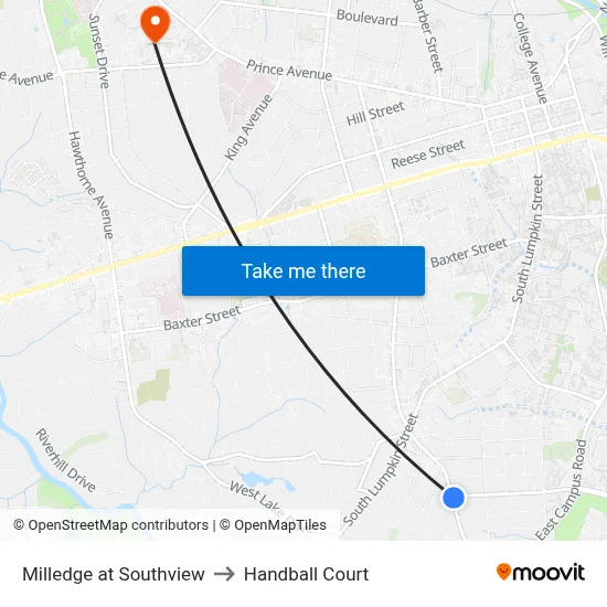 Milledge at Southview to Handball Court map