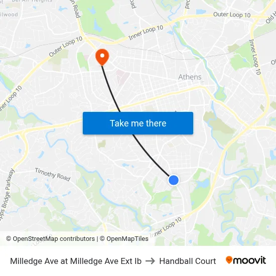 Milledge Ave at Milledge Ave Ext Ib to Handball Court map