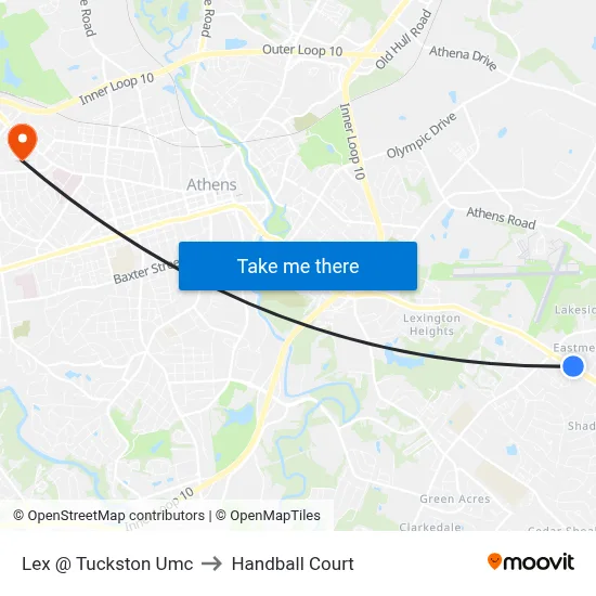 Lex @ Tuckston Umc to Handball Court map