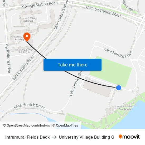 Intramural Fields Deck to University Village Building G map