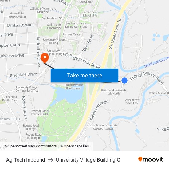 Ag Tech Inbound to University Village Building G map