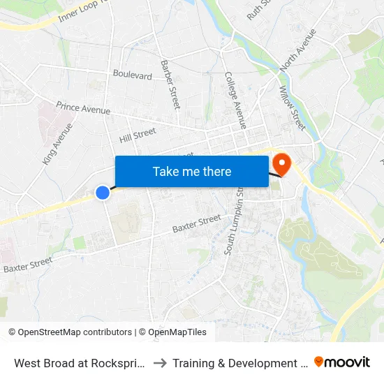 West Broad at Rocksprings Ob to Training & Development Center map
