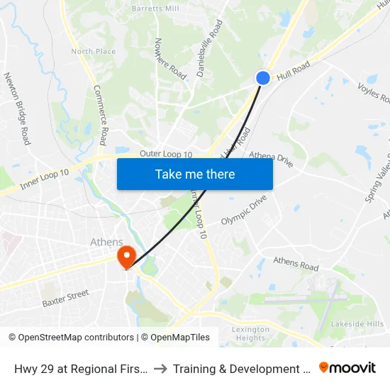 Hwy 29 at Regional First Care to Training & Development Center map