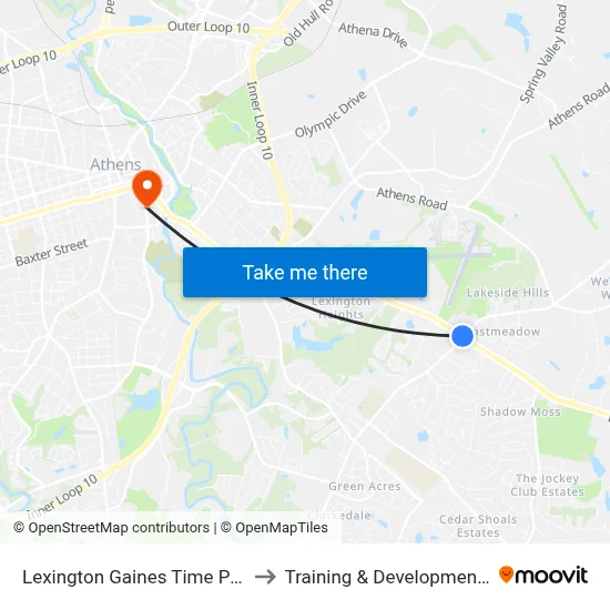 Lexington Gaines Time Point Only to Training & Development Center map