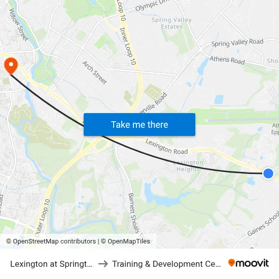 Lexington at Springtree to Training & Development Center map