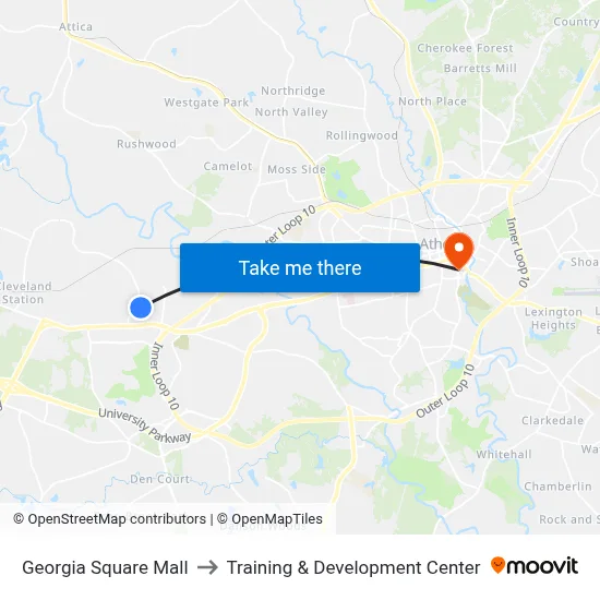 Georgia Square Mall to Training & Development Center map