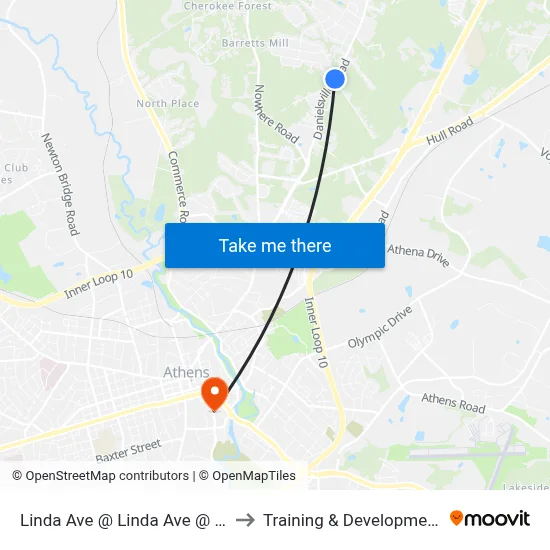 Linda Ave @ Linda Ave @ Clarke Cty to Training & Development Center map