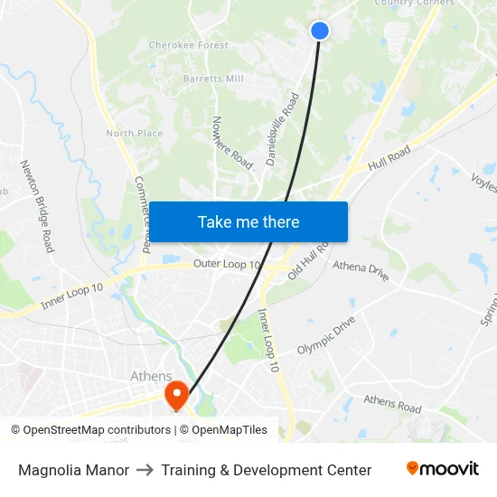 Magnolia Manor to Training & Development Center map