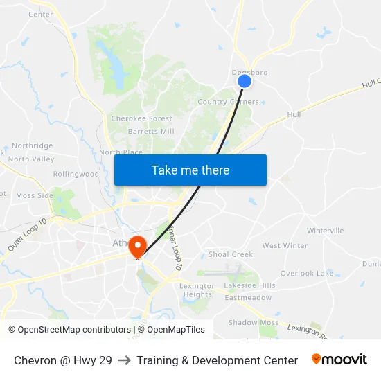 Chevron @ Hwy 29 to Training & Development Center map