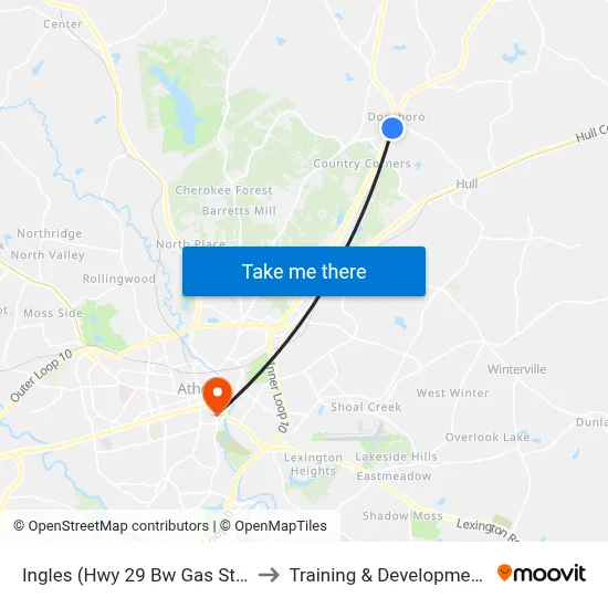 Ingles (Hwy 29 Bw Gas Station Atm to Training & Development Center map
