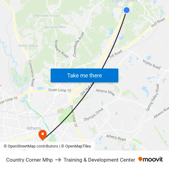Country Corner Mhp to Training & Development Center map