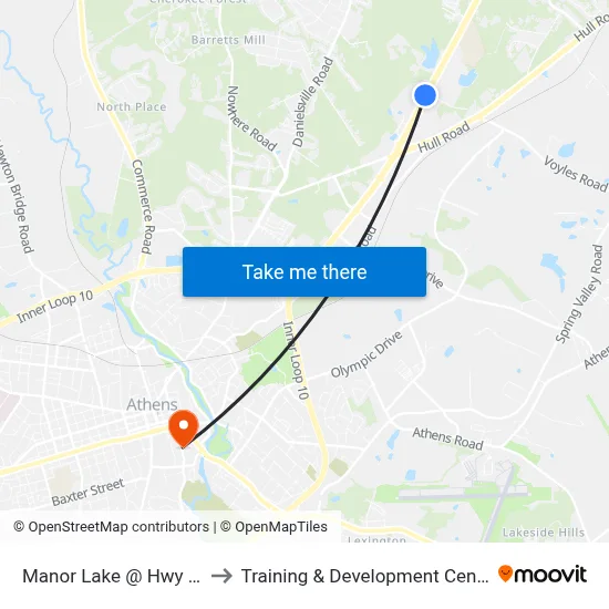 Manor Lake @ Hwy 29 to Training & Development Center map