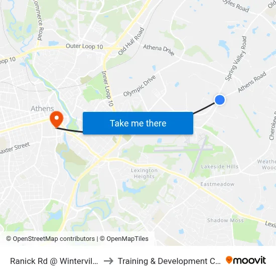 Ranick Rd @ Winterville Rd to Training & Development Center map