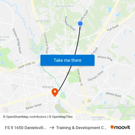 FS 9 1650 Danielsville Rd to Training & Development Center map