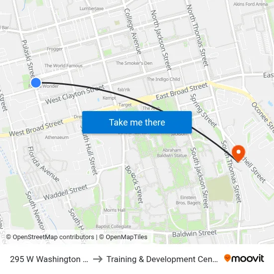 295 W Washington St to Training & Development Center map