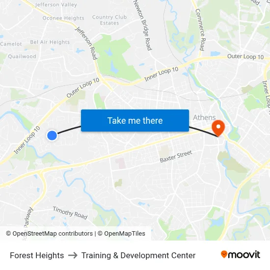 Forest Heights to Training & Development Center map