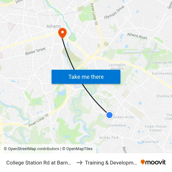 College Station Rd at Barnett Shoals Rd to Training & Development Center map