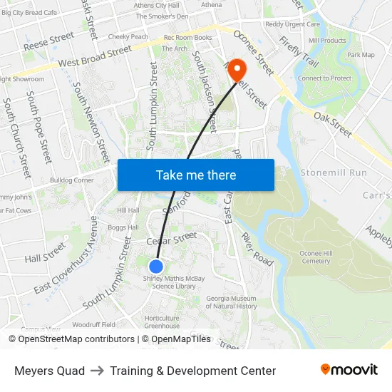 Meyers Quad to Training & Development Center map