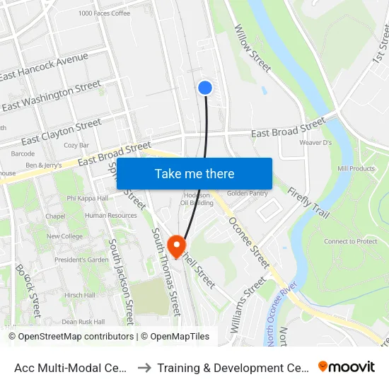 Acc Multi-Modal Center to Training & Development Center map