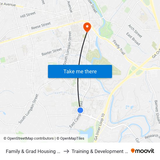 Family & Grad Housing Bldg K to Training & Development Center map