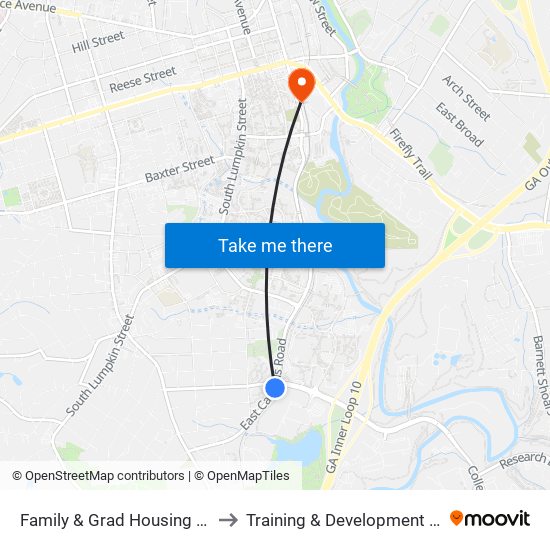 Family & Grad Housing Bldg H to Training & Development Center map