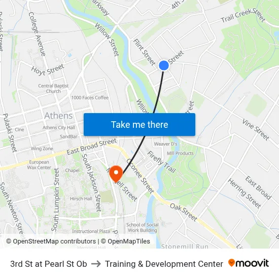 3rd St at Pearl St Ob to Training & Development Center map