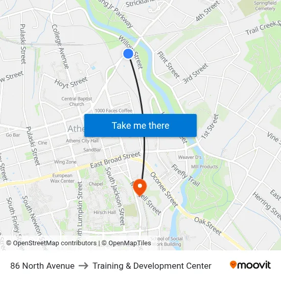 86 North Avenue to Training & Development Center map