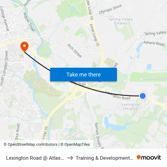 Lexington Road @ Atlas Way Ib to Training & Development Center map