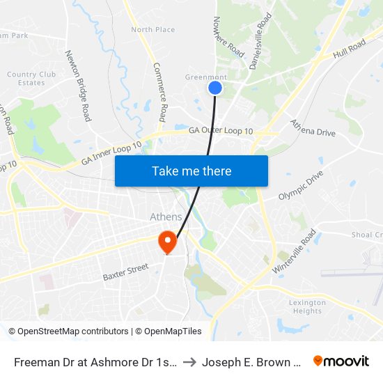 Freeman Dr at Ashmore Dr 1st Ib to Joseph E. Brown Hall map