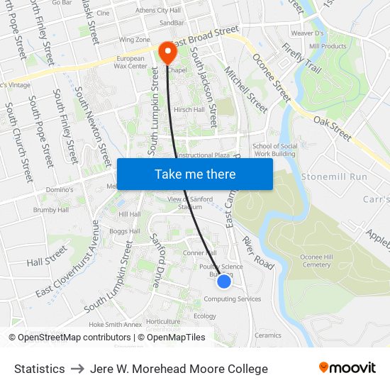 Statistics to Jere W. Morehead Moore College map