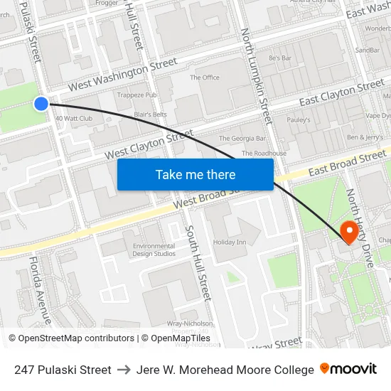 247 Pulaski Street to Jere W. Morehead Moore College map